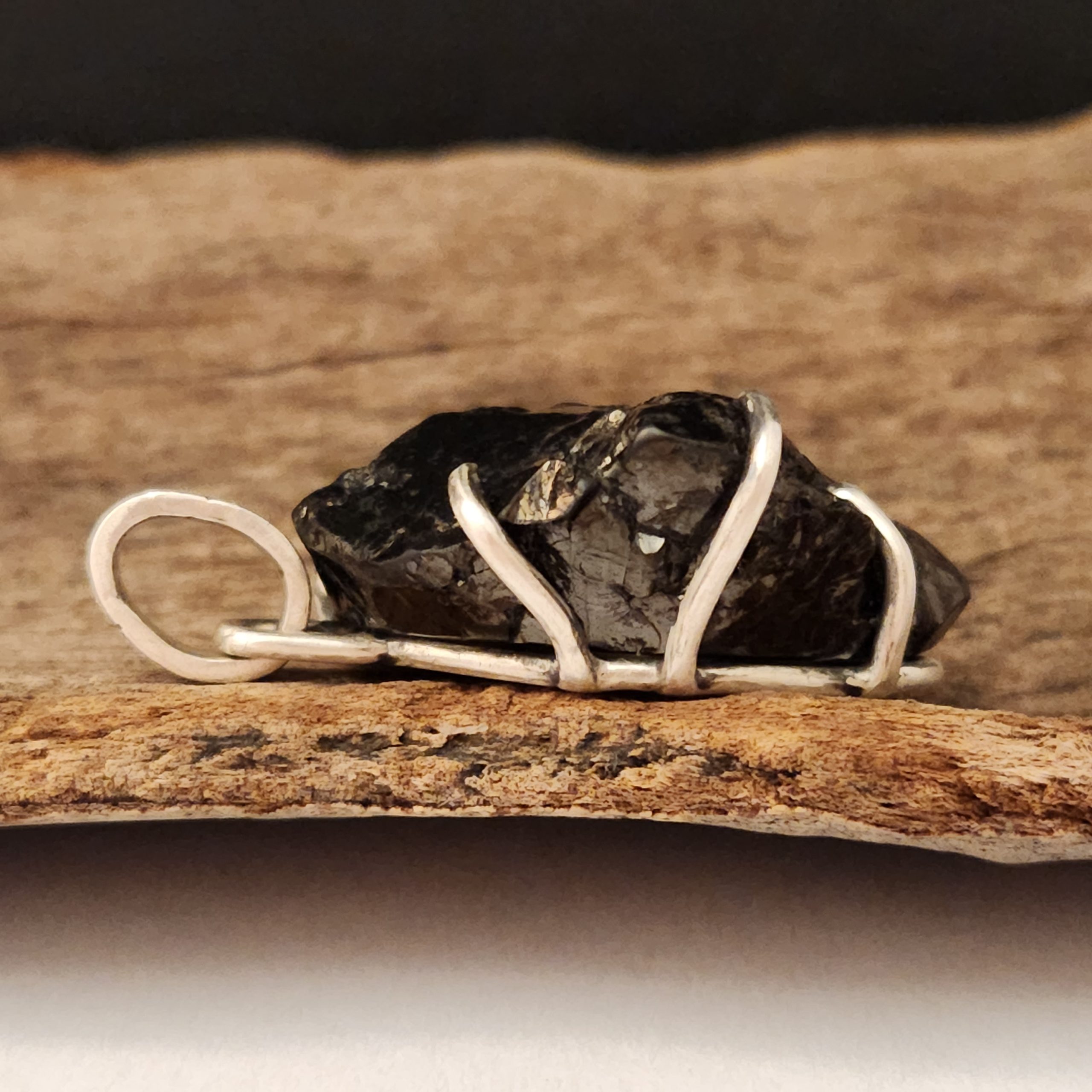 Handmade Shungite Rough Gemstone Pendant: 925 Sterling Silver Flower Jewelry - Israel